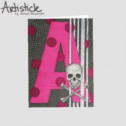 A Skull Note Cards, Pack Of 6 Cards, Monogram A..