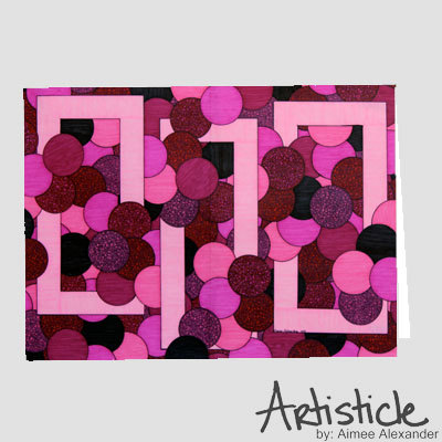 Pink Card, Blank 5x7 Card, Geometric Card, Fuchsia..