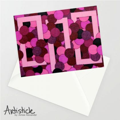 Pink Note Cards, Set Of 6 Cards, Blank Notecards,..
