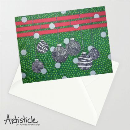 Ornaments Card, Set Of 6 Cards, Christmas Cards,..