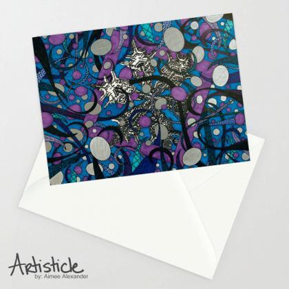 Snowflake Note Cards, Package Of 6 Cards, Winter..