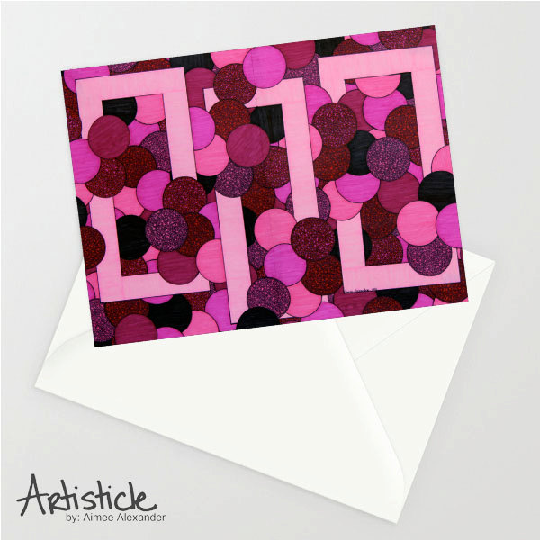 Pink Card, Blank 5x7 Card, Geometric Card, Fuchsia Card, Magenta Stationery, Card For Her, Girls Card, Pink Birthday Card, Fun Card