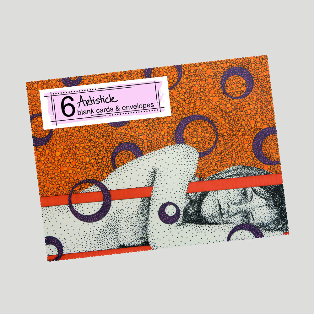 Nude Figure Cards, Set Of 6 Cards, Sexy Stationery, Orange Purple Cards, Erotic Cards, Blank Note Cards, Mature Cards, Adult Stationery