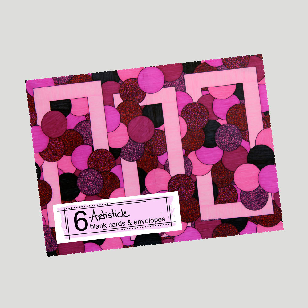 Pink Note Cards, Set Of 6 Cards, Blank Notecards, Abstract Cards, Pink Stationery, Fuchsia Cards, Magenta Stationery, Baby Pink Cards