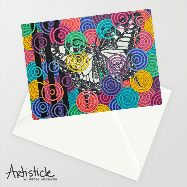 Butterfly Card, Blank 5x7 Card, Birthday Card, Rainbow Stationery, Butterfly Stationery, Gift Card For Her, Thank You Card, Colorful Card