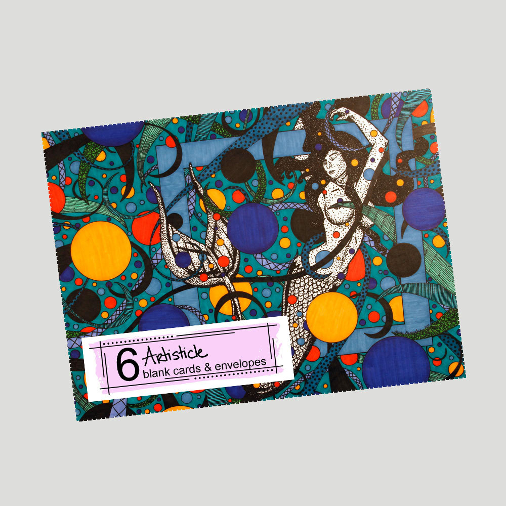 Mermaid Note Cards Package Of 6 Cards Fantasy Art Cards