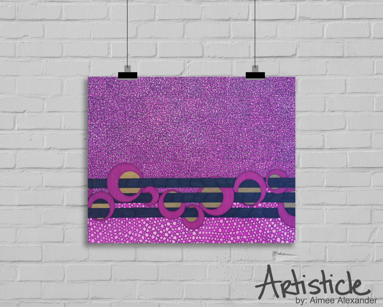 Pink Geometric Print Fuchsia Abstract Art Magenta Sharpie